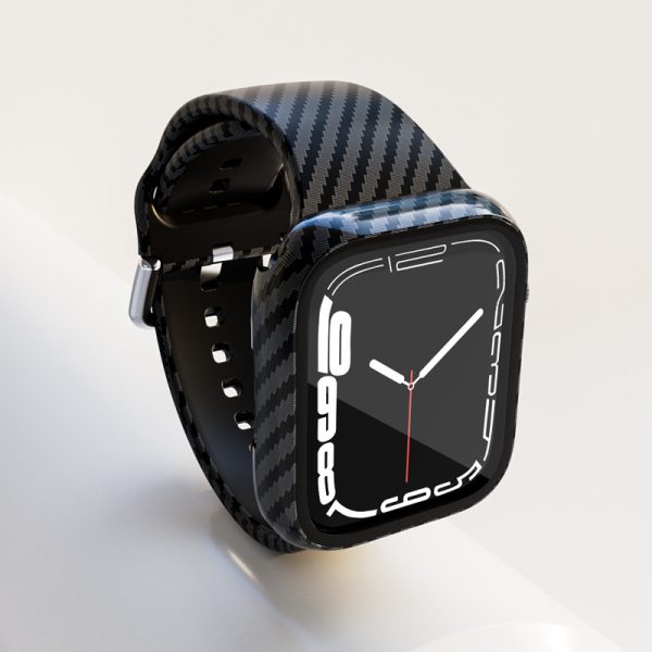 بند اپل واچ (iwatch) به همراه کاور صفحه نمایش طرح فیبر کربن